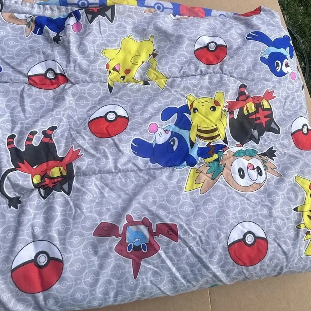 Pokemon Reversible Twin Comforter Pikachu Alola Pokeball 68x80 2019 READ